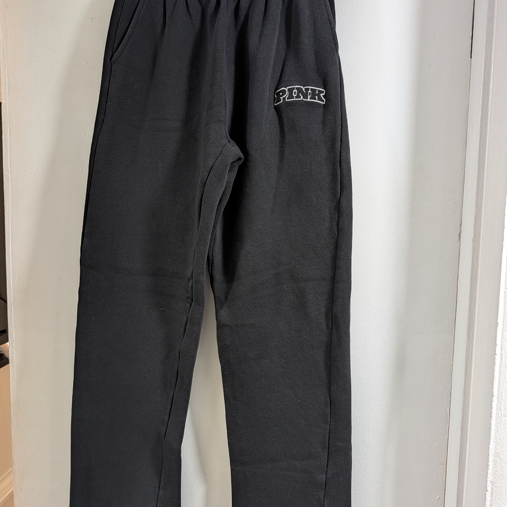 PINK Victoria's Secret Black Logo Straight Leg Sweatpants